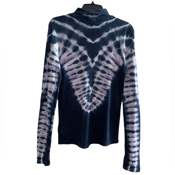WE The Free Free People Psychedelic Tie-dye Turtleneck Top In Navy Size Medium - Picture 4 of 16